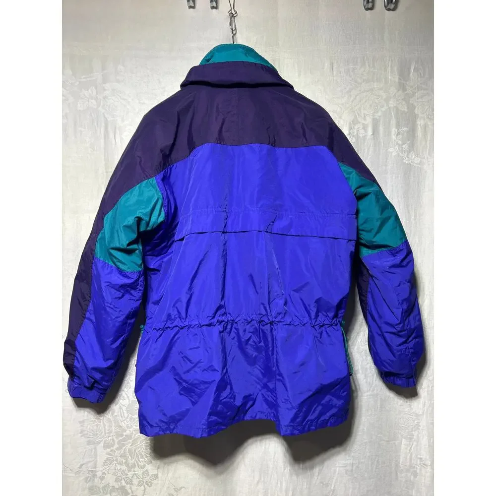 VTG Columbia Coat Large Blue Purple Gizmo Radial Sleeve Reversible Zip in Liner